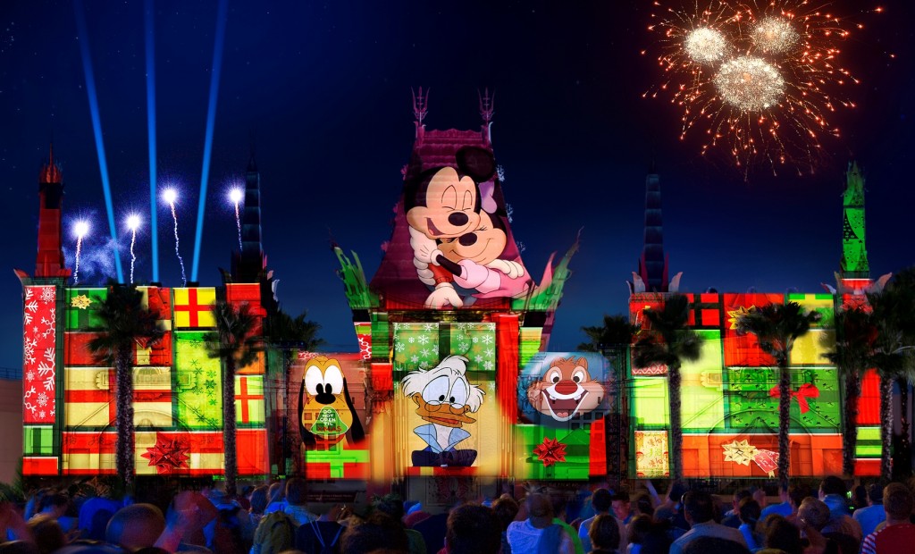The 2016 holidays season brings a all-new nighttime spectacular to Disney's Hollywood Studios with "Jingle Bell, Jingle BAM!." The facade of the Chinese Theater comes alive with state-of-the-art projections, and guests will experience special effects, fireworks and even snow on, above and around the theater. "Jingle Bell, Jingle BAM!" will run Nov. 14 to Dec. 31, 2016.  (David Roark, photographer)