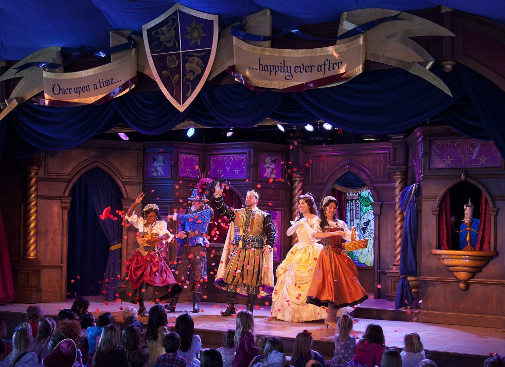 'BEAUTY AND THE BEAST' AT THE ROYAL THEATRE  Guests will immerse themselves in the magic of the daily show "Beauty and the Beast" at the Royal Theatre in Fantasy Faire. For a limited time, Fantasyland at Disneyland Park will bring to life the tale of "Beauty and the Beast" with special experiences that celebrate the classic Disney animated feature. (Paul Hiffmeyer/Disneyland)