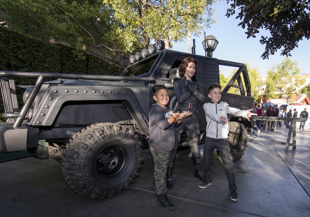 HEROIC ENCOUNTERS Ñ Agent Natasha Romanov, known as Black Widow, can be found interacting with guests and civilians around the Hollywood Back Lot at Disney California Adventure Park. Guests will find excitement throughout Hollywood Land during Summer of Heroes with the Avengers Training Initiative featuring Black Widow and Hawkeye, and heroic encounters with Black Widow, Captain America and Spider-Man. (Joshua Sudock/Disneyland Resort)