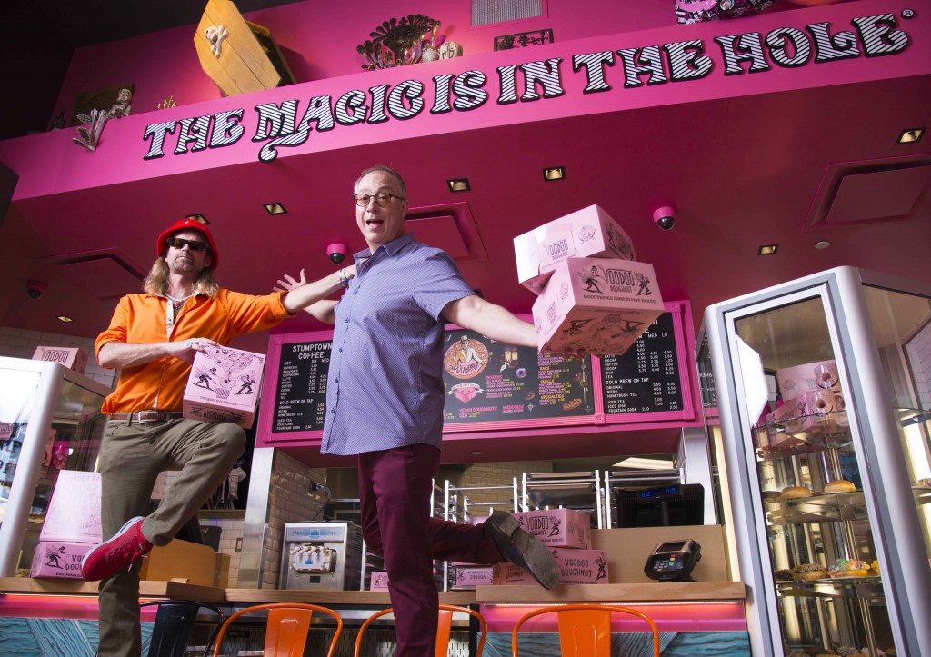 Founders Tres Shannon & Kenneth (Cat Daddy) Pogson at Voodoo Doughnut at Universal CityWalk