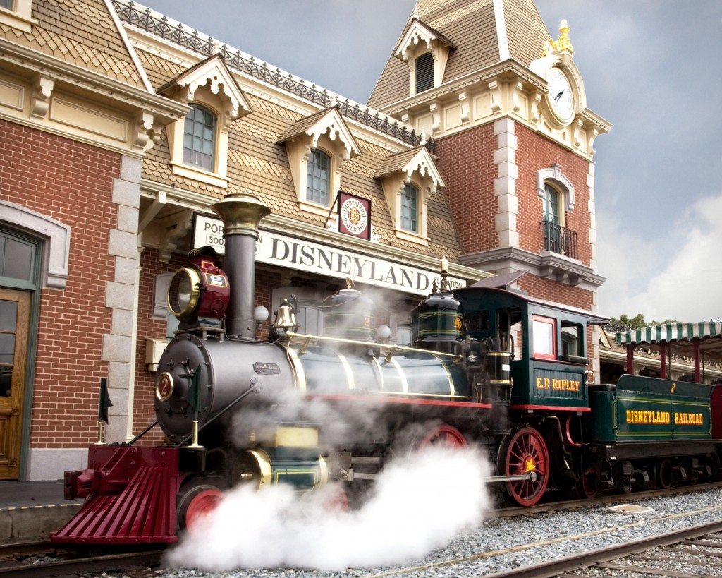 DISNEYLAND RAILROAD AT MAIN STREET STATION -- With its turn-of-the-century architecture and lush gardens, the Main Street station offers the first point of entry for those who wish to soak up the scenery on a grand circuit tour of Disneyland park aboard one of the trains of the Disneyland Railroad which run on bio-diesel fuel created from recycled cooking oil used throughout the Resort. (Scott Brinegar/Disneyland)