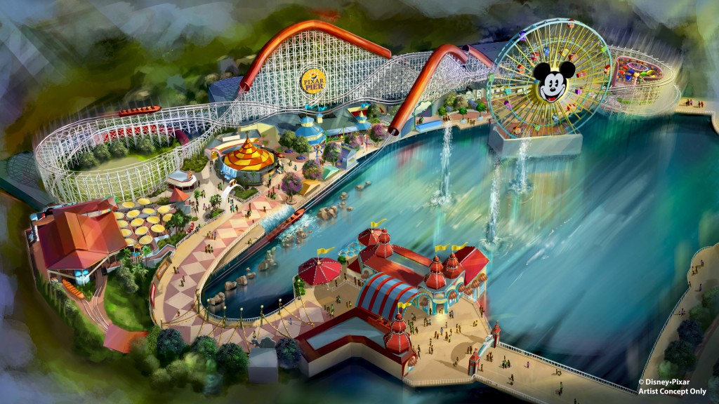PIXAR PIER (ANAHEIM, Calif.) –Summer 2018 will bring a transformed land when Pixar Pier opens for guests to experience at Disney California Adventure park, featuring the new Incredicoaster inspired by Disney•Pixar’s “The Incredibles.” This artist concept illustrates the four new neighborhoods that will represent beloved Pixar stories and the newly themed attractions that will be found throughout the permanent land of Pixar Pier. (Disney•Pixar)
