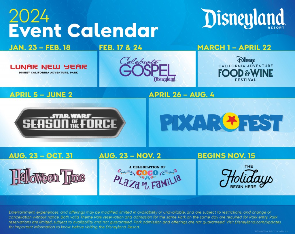 Disneyland Resort 2024 Seasonal Event Calendar